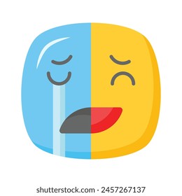 Happy sad feelings emoji icon, ready to use vector design