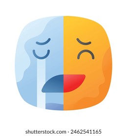 Happy sad feelings emoji icon, ready to use vector design