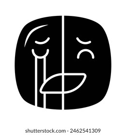Happy sad feelings emoji icon, ready to use vector design