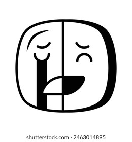 Happy sad feelings emoji icon, ready to use vector design