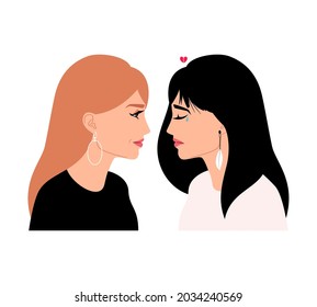 Happy and sad girl profile. Smiling and crying woman face double personality portrait, bipolar disorder concept, happiness depression women emotions, bipolarity two side female faces on white