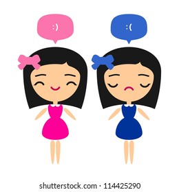Happy and sad girls (vector version)