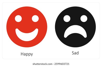 Happy and Sad icon concept
