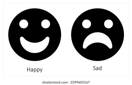 Happy and Sad icon concept