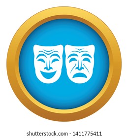 Happy and sad mask icon blue vector isolated on white background for any design
