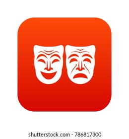 Happy and sad mask icon digital red for any design isolated on white vector illustration