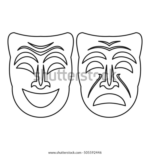 Happy Sad Mask Icon Outline Illustration Stock Vector (Royalty Free ...