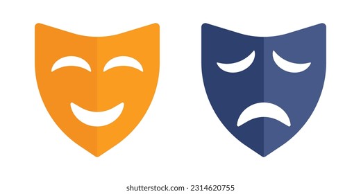 Happy and sad mask isolated. Tragedy mask symbol