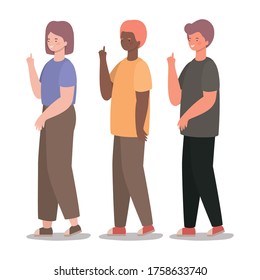 happy and sad men and woman cartoons design, Boy girl male female person people human and social media theme Vector illustration
