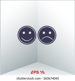 Happy and Sad Smile vector icon.