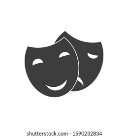 Happy and sad theater mask icon isolated on white background. Vector illustration. Eps 10.