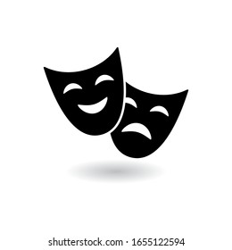 Happy and sad theater mask illustration icon. Theatre icon isolated on white background. Vector illustration. EPS10