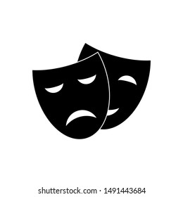 Happy and sad theater mask vector icon