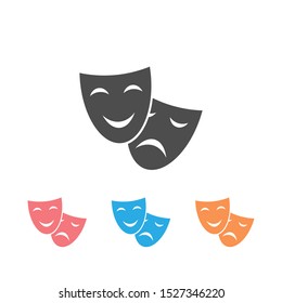 Happy and sad theater mask vector icon set