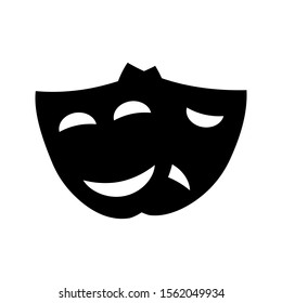 Happy and sad theater mask vector icon on a white background