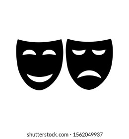 Happy and sad theater mask vector icon on a white background