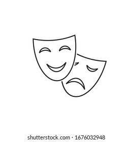 Happy and sad theater mask vector line icon