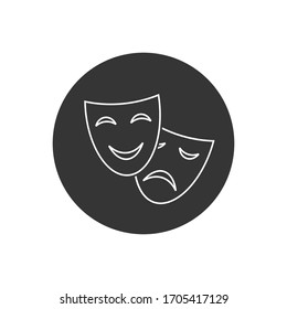 Happy and sad theater mask vector line icon