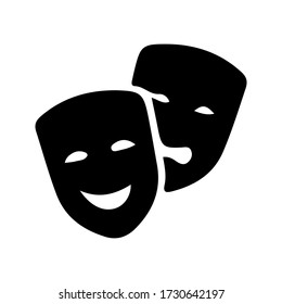 Happy and sad theater mask vector icon on a white background.EPS 10