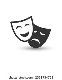 Happy and sad theater mask vector icon stock illustration