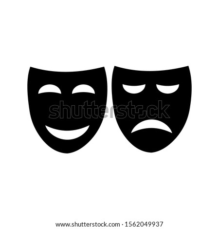 Happy and sad theater mask vector icon on a white background
