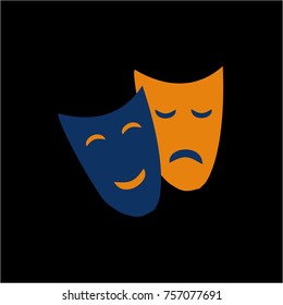 Happy and sad Theater masks. Icon Vector.