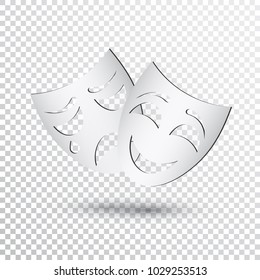 Happy and sad theater masks, simple icon