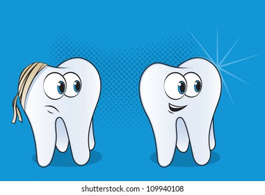 Happy and Sad Tooth Mascots