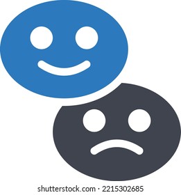 Happy sad Vector illustration on a transparent background. Premium quality symmbols. Glyphs vector icons for concept and graphic design.