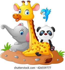 Happy safari animal cartoon