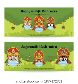 Happy and safe rath yatra banner design.