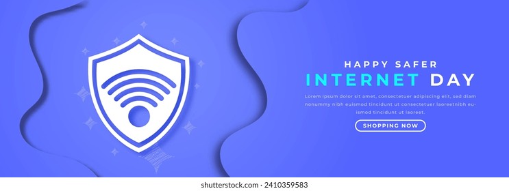 Happy Safer Internet Day Paper cut style Vector Design Illustration for Background, Poster, Banner, Advertising, Greeting Card