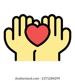 Happy safety icon outline vector. Social care. Senior patient color flat