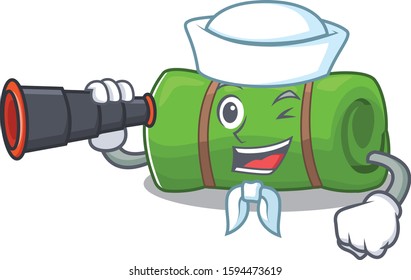 happy Sailor camping mat Scroll cartoon design with binocular