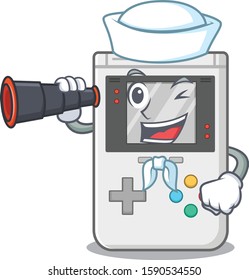 happy Sailor handheld game Scroll cartoon design with binocular