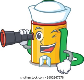 happy Sailor kids water bottle Scroll cartoon design with binocular