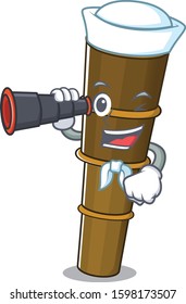 happy Sailor telescope Scroll cartoon design with binocular