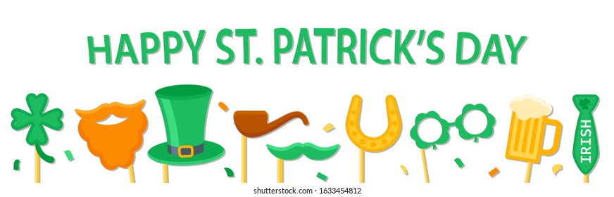 Happy Saint Patrick’s Day banner template design, holiday vector illustration . 
