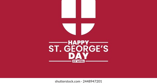 Feliz Día de San Jorge, día de San Jorge, 23 de abril, apto para publicación en redes sociales, tarjeta de felicitación, Anuncio, diseño de Plantilla, impresión, apto para evento, Vector, con ilustración de la bandera de Inglaterra.