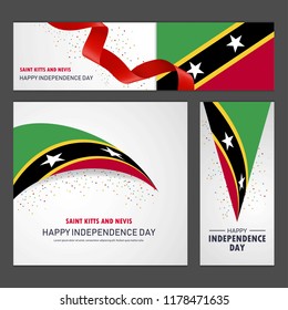 Happy Saint Kitts and Nevis independence day Banner and Background Set