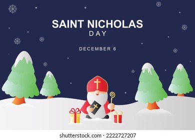 Happy Saint Nicholas Day background. Design with gradient cartoon. Vector illustration.