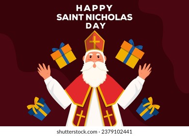 ilustración de fondo del día de happy saint nicholas en estilo de diseño plano