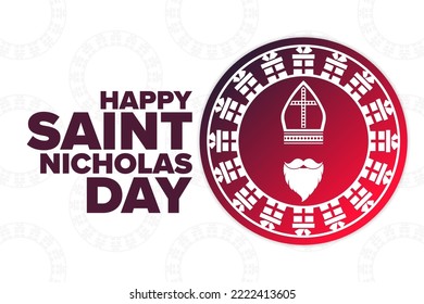 Happy Saint Nicholas Day. Holiday concept. Template for background, banner, card, poster with text inscription. Vector EPS10 illustration