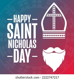 Happy Saint Nicholas Day. Holiday concept. Template for background, banner, card, poster with text inscription. Vector EPS10 illustration