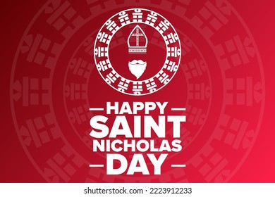 Happy Saint Nicholas Day. Holiday concept. Template for background, banner, card, poster with text inscription. Vector EPS10 illustration