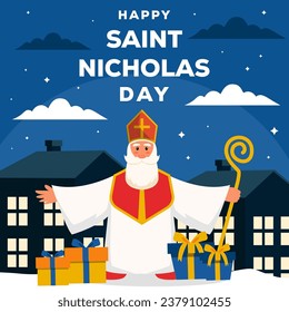 happy saint nicholas day illustration vector design