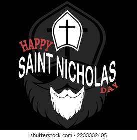 Happy Saint Nicholas Day on December 6, Holiday concept, Template for background, banner, card, poster with text inscription.