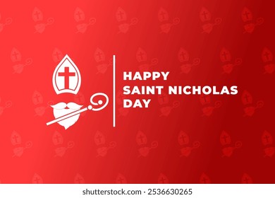 Happy Saint Nicholas Day. Vector Illustration on red background