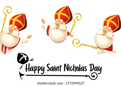 Happy Saint Nicholas or Sinterklaas day set - isolated on transparent background