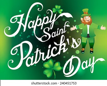 Happy Saint Patirck's Day  Background  with Leprechaun Cartoon